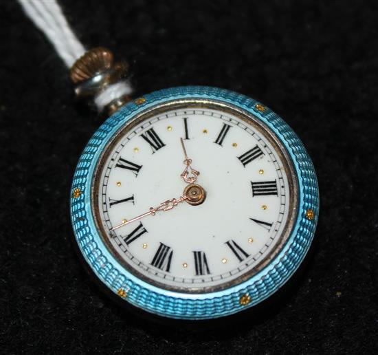 Swiss silver gilt and enamelled fob watch